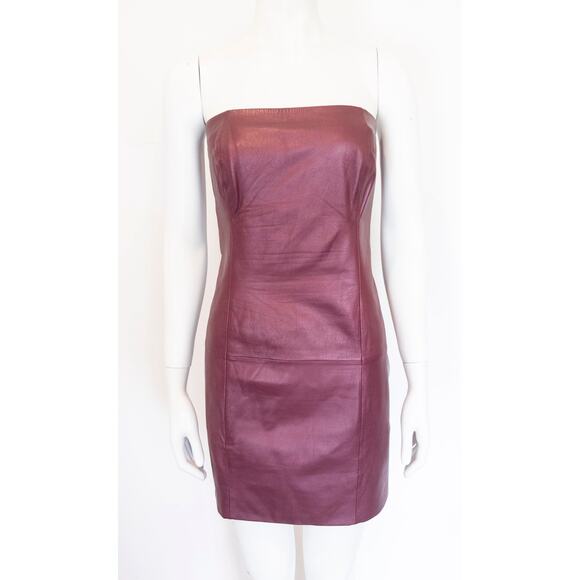 Early 2000s Loewe Leather Berry Mini Dress - Picture 1 of 6